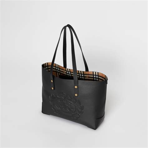 burberry small embossed crest leather tote|Burberry leather brown tote bag.